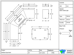 Easy-read drawing for kitchen top
