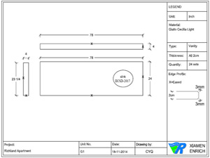 Easy-read drawing for vanity top
